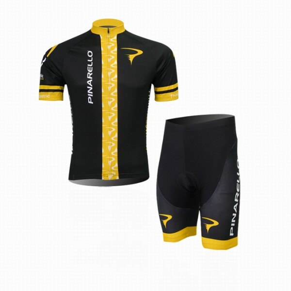 2014 Pinarello Radbekleidung Radtrikot Kurzarm und Fahrradhosen Kurz Schwarz Gelb KROS898