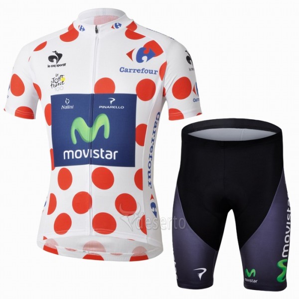 Movistar Gepunktetes Trikot Radbekleidung Radtrikot Kurzarm und Fahrradhosen Kurz LXSV197