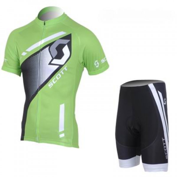 2013 Scott Racing Radtrikot Kurzarm und Kurz Radhose Kits Grün Schwarz NUSK447