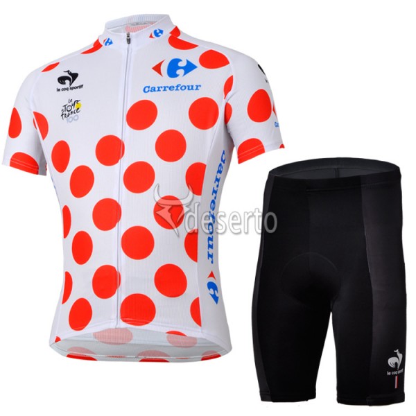 Tour de France Gepunktetes Trikot Radbekleidung Radtrikot Kurzarm und Fahrradhosen Kurz SCKW966