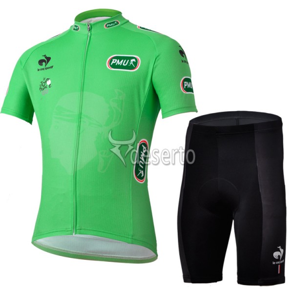 Tour de France Grünes Trikot Radbekleidung Radtrikot Kurzarm und Fahrradhosen Kurz TVQG206