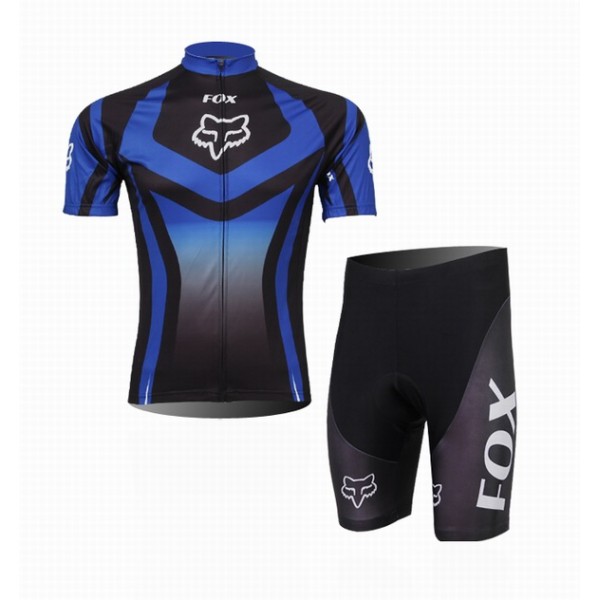 2014 Fox Racing Radbekleidung Radtrikot Kurzarm und Fahrradhosen Kurz Blau VIYE477