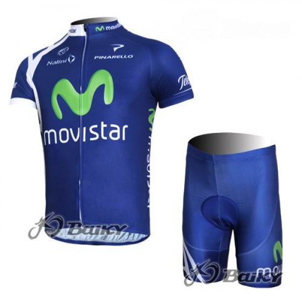 Movistar Team Radbekleidung Radtrikot Kurzarm und Fahrradhosen Kurz Blau ZHGD741