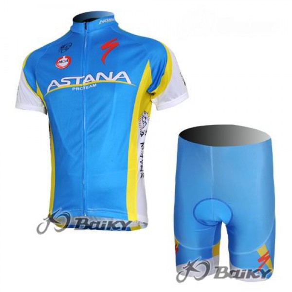 Astana Pro Team Radtrikot Kurzarm Kurz Radhose Kits Blau LCBV785