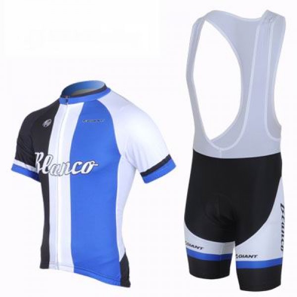 2013 Blanco Giant Fahrradbekleidung Satz Fahrradtrikot Kurzarm Trikot und Kurz Trägerhose Blau Weiß Schwarz JVXZ998