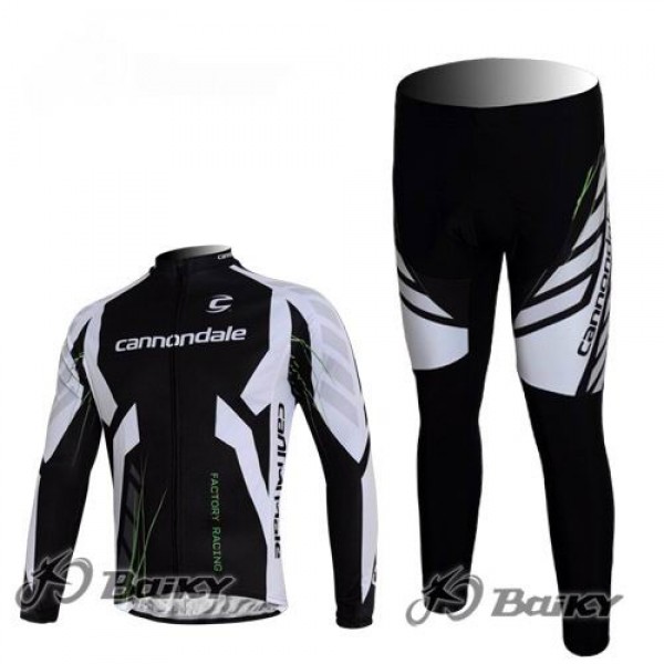 Cannondale Pro Team Fahrradbekleidung Radtrikot Satz Langarm und Lange Fahrradhose Schwarz Weiß HFCB380