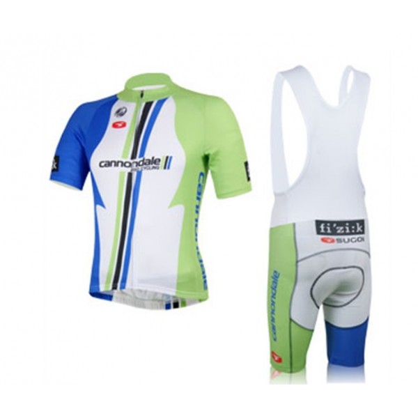 2013 Cannondale Fahrradbekleidung Satz Fahrradtrikot Kurzarm Trikot und Kurz Trägerhose Weiß OWIO307