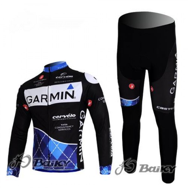 Garmin Cervelo Pro Team Fahrradbekleidung Radtrikot Satz Langarm und Lange Fahrradhose Schwarz UTOW748