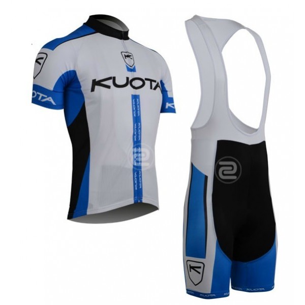 2013 KUOTA Fahrradbekleidung Satz Fahrradtrikot Kurzarm Trikot und Kurz Trägerhose Weiß Blau HTCO823