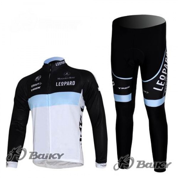 Leopard trek Pro Team Fahrradbekleidung Radtrikot Satz Langarm und Lange Fahrradhose Weiß Schwarz ATUY412