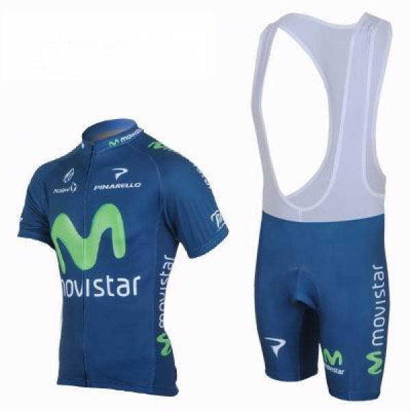 2013 Movistar Team Fahrradbekleidung Satz Fahrradtrikot Kurzarm Trikot und Kurz Trägerhose Blau FBVS879