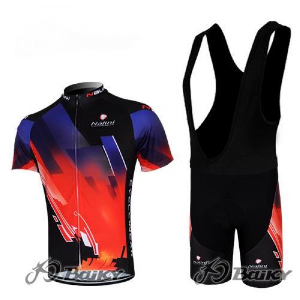 Nalini Pro Team Fahrradbekleidung Satz Fahrradtrikot Kurzarm Trikot und Kurz Trägerhose Rot Schwarz KDPD995