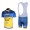 2013 Saxo Bank Tinkoff Pro Team Fahrradbekleidung Satz Fahrradtrikot Kurzarm Trikot und Kurz Trägerhose Blau Gelb USWQ510