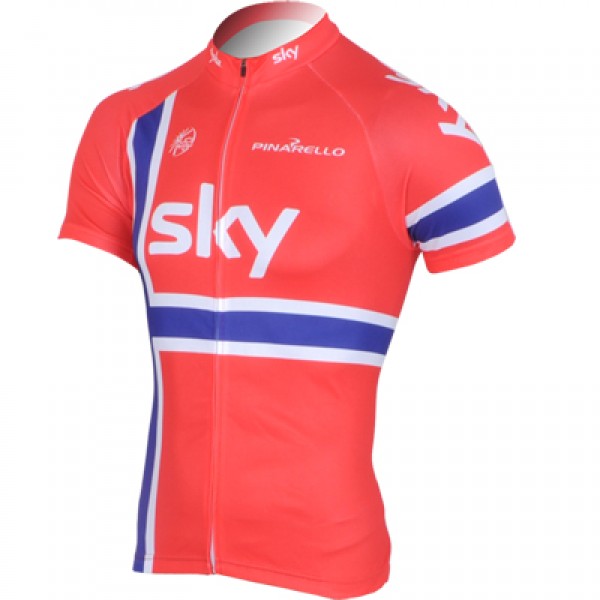 2013 Team Sky Norwegisch Champion Radtrikot Kurzarm Rot KFKU140