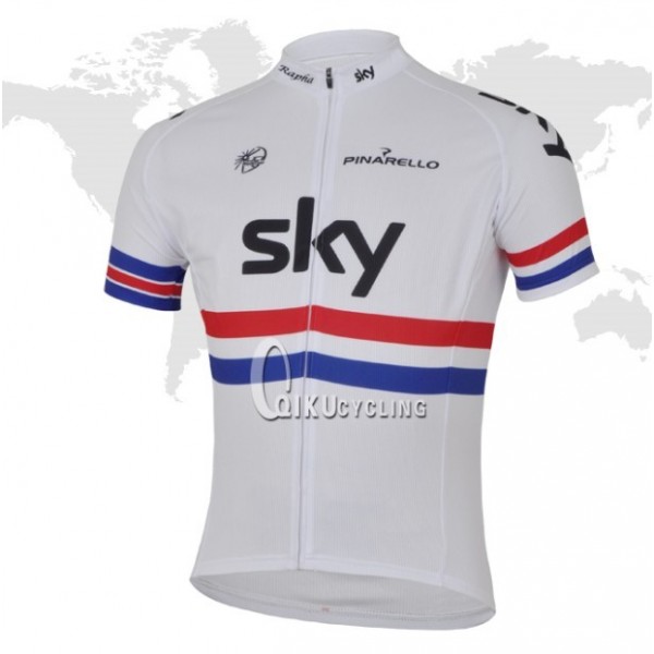 2013 Team Sky Radtrikot Kurzarm Weiß Rot Blau ZRXW195