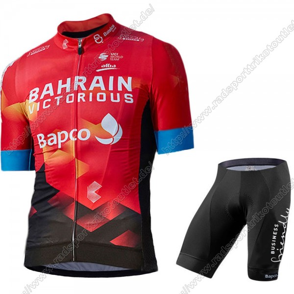 Profiteams Bahrain Victorious 2021 Radbekleidung Satz Trikot Kurzarm+Trägerhosen Set Outlet YCQTB