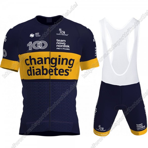 Profiteams Novo Nordisk 2021 Radbekleidung Satz Trikot Kurzarm+Trägerhosen Set Outlet TIXLQ