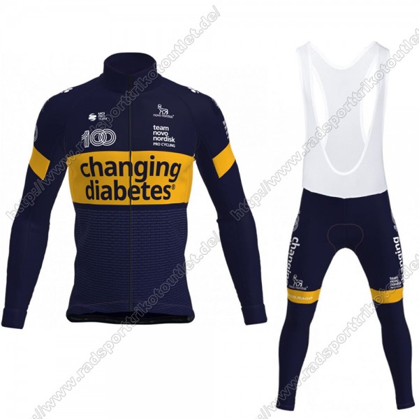 Profiteams Novo Nordisk 2021 Radsport Fahrradbekleidung Trikot Langarm+Lang Trägerhose QFXZD