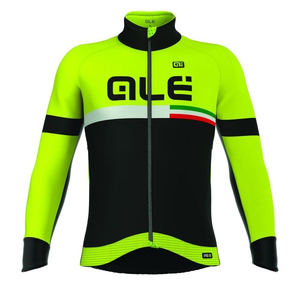 2016 ALE TIRRENO Radtrikot Langarm-Schwarz GELB FLUO CQHP353