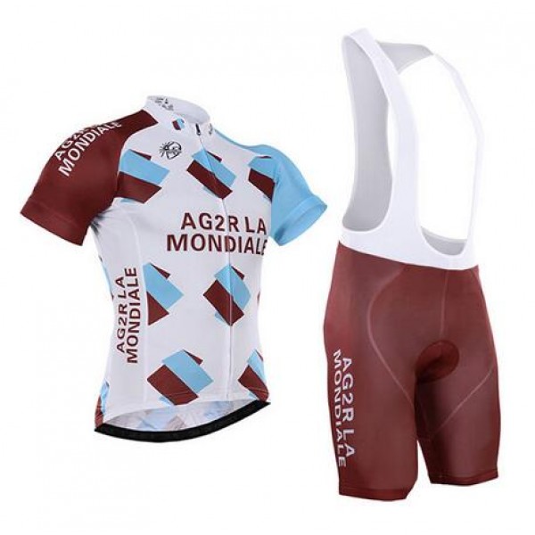 2016 Ag2r La Mondiale Fahrradbekleidung Satz Fahrradtrikot Kurzarm Trikot und Kurz Trägerhose YAYU641