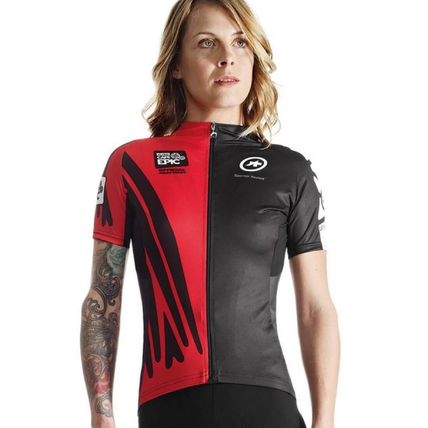 2016 Assos schwarz rot Radtrikot Kurzarm Damen RLRC258