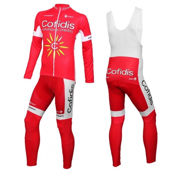 2016 Cofidis Team Fahrradbekleidung Satz Radtrikot Langarm+Lang Trägerhose AAYK849