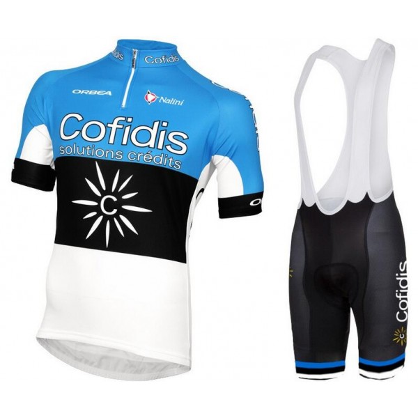 2016 Cofidis Champion d'Estonie blau Fahrradbekleidung Satz Fahrradtrikot Kurzarm Trikot und Kurz Trägerhose CQZD187