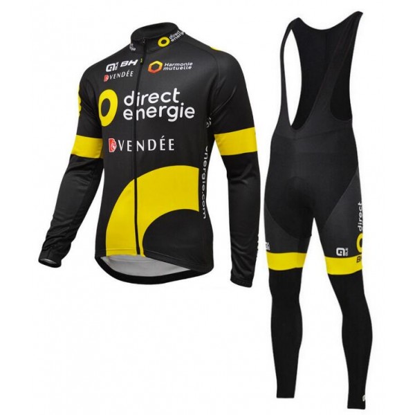 2016 Direct Energie Fahrradbekleidung Radtrikot Satz Langarm und Lange Trägerhose GCOX834