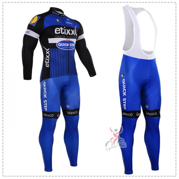 2016 ETIXX-QUICK STEP Fahrradbekleidung Radtrikot Satz Langarm und Lange Trägerhose DUXX707