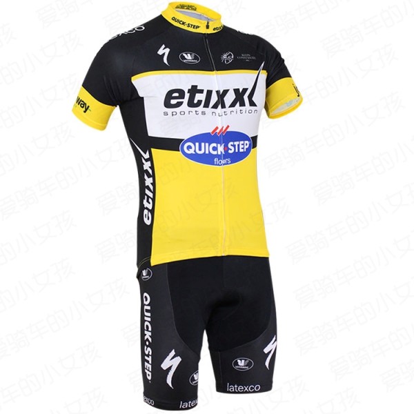 2016 ETIXX-QUICK STEP Radbekleidung Radtrikot Kurzarm und Fahrradhosen Kurz Gelb FLSJ457