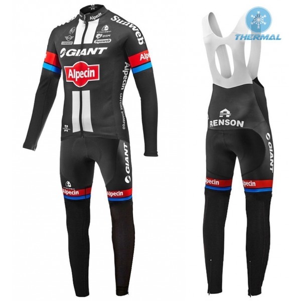 2016 Team Giant-Alpecin thermisch Fahrradbekleidung Satz Radtrikot Langarm+Lang Trägerhose CPWH409