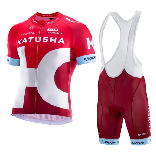 2016 Katusha Fahrradbekleidung Satz Fahrradtrikot Kurzarm Trikot und Kurz Trägerhose VACC934