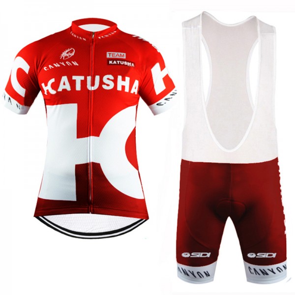 2016 Katusha Fahrradbekleidung Satz Fahrradtrikot Kurzarm Trikot und Kurz Trägerhose ZJYH260