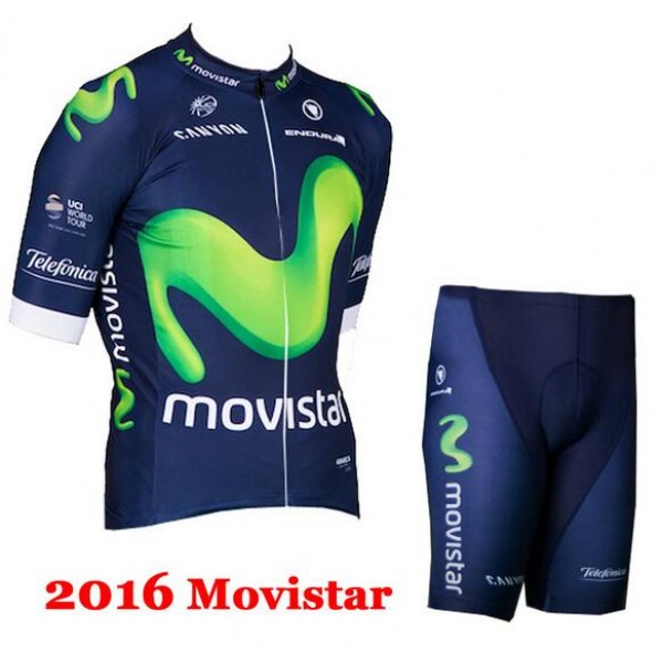 2016 Movistar Radbekleidung Radtrikot Kurzarm und Fahrradhosen Kurz CWSE917