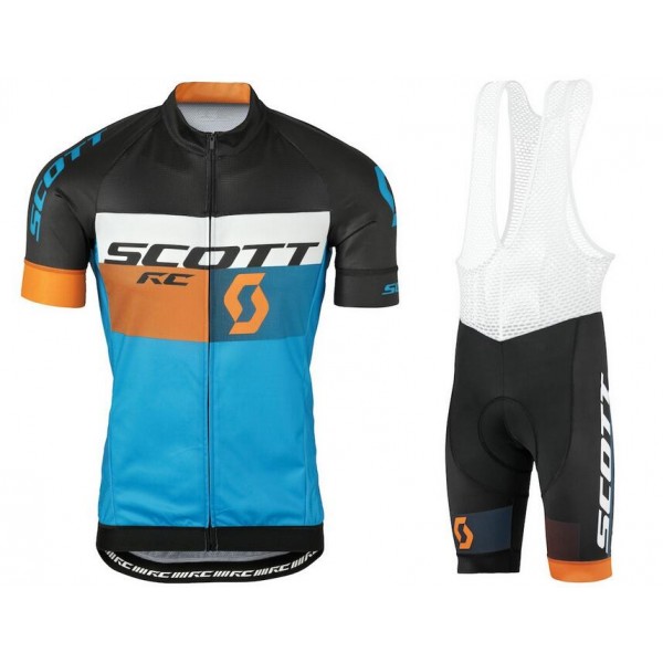 2016 Scott RC schwarz gelb blau Fahrradbekleidung Satz Fahrradtrikot Kurzarm Trikot und Kurz Trägerhose CLEM386