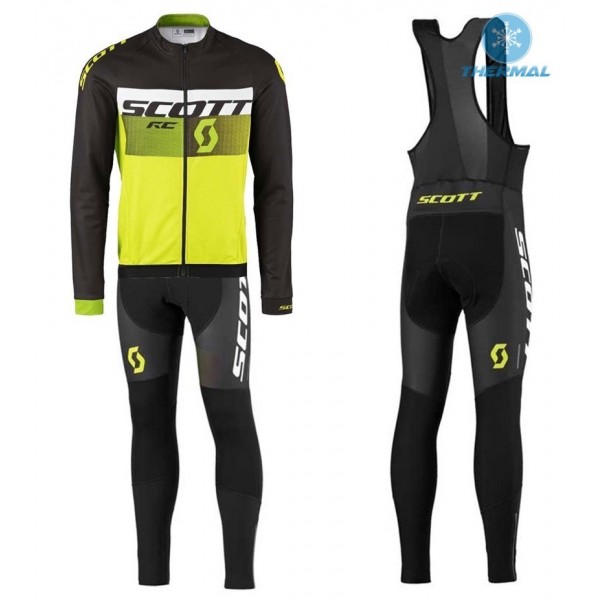 2016 Scott RC Schwarz-Weiß-Grün Fluo thermisch Fahrradbekleidung Satz Radtrikot Langarm+Lang Trägerhose IKRX932