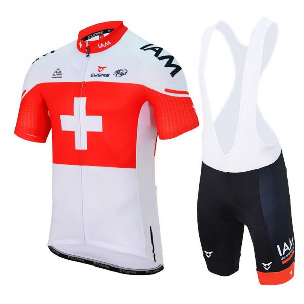 IAM 2017 Swiss Champion Fahrradbekleidung Satz Radtrikot Kurzarm+Kurz Trägerhose 268PVTI