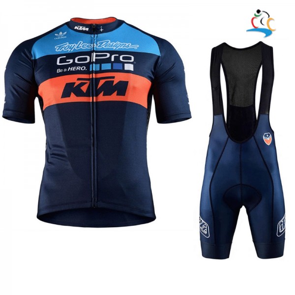 2017 KTM Blau-Orange Fahrradbekleidung Satz Radtrikot Kurzarm+Kurz Trägerhose 388MQFU