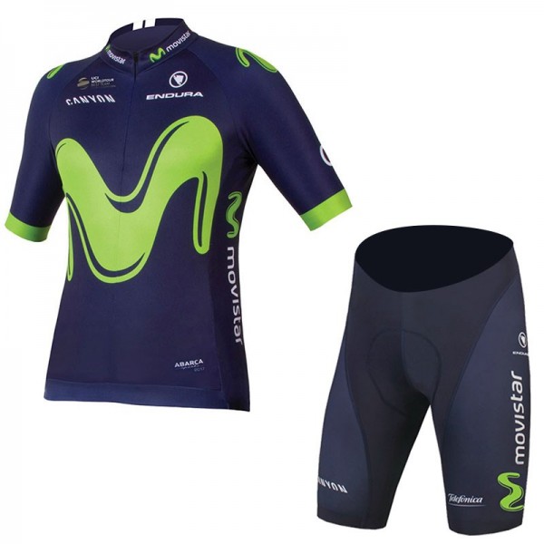 2017 Movistar Fahrradbekleidung Satz Radtrikot Kurzarm+Kurz 606FAQN