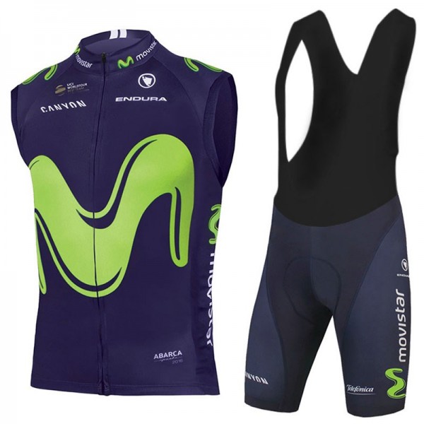 2017 Movistar ärmelloses Trikot+Kurz Trägerhose 805PSWU