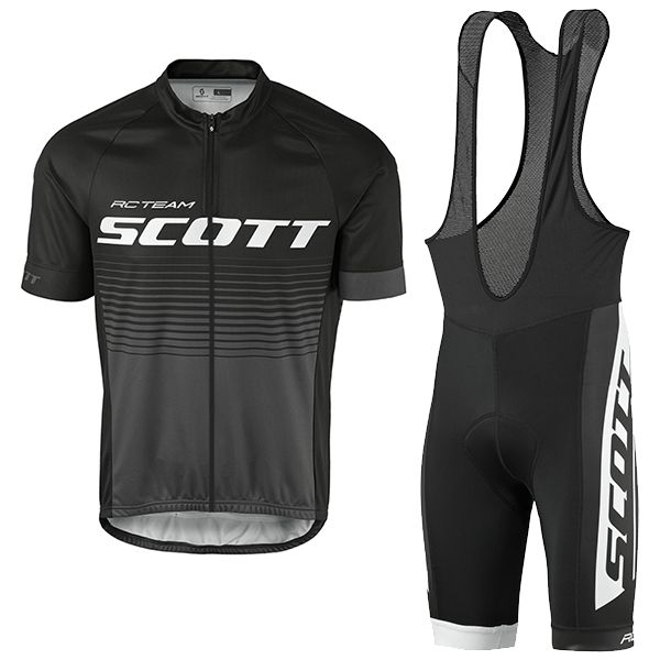 2017 Scott Rc Schwarz Grau Fahrradbekleidung Satz Radtrikot Kurzarm+Kurz Trägerhose 208UNSH