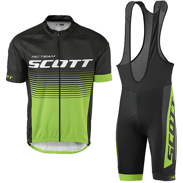 2017 Scott Rc Schwarz Grün Fahrradbekleidung Satz Radtrikot Kurzarm+Kurz Trägerhose 960QGRJ