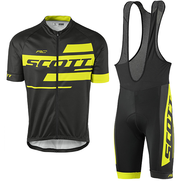 2017 Scott Rc Schwarz Gelb Fahrradbekleidung Satz Radtrikot Kurzarm+Kurz Trägerhose 961YKAB