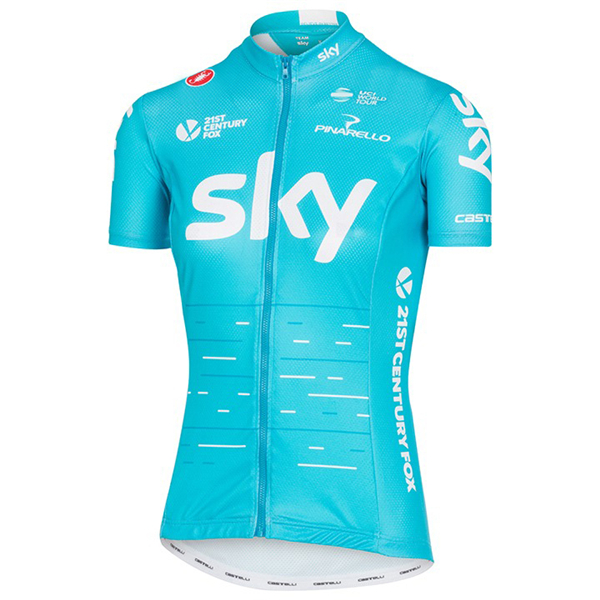 Sky Pro Damen 2017 Blau Radtrikot Kurzarm 574IAXI