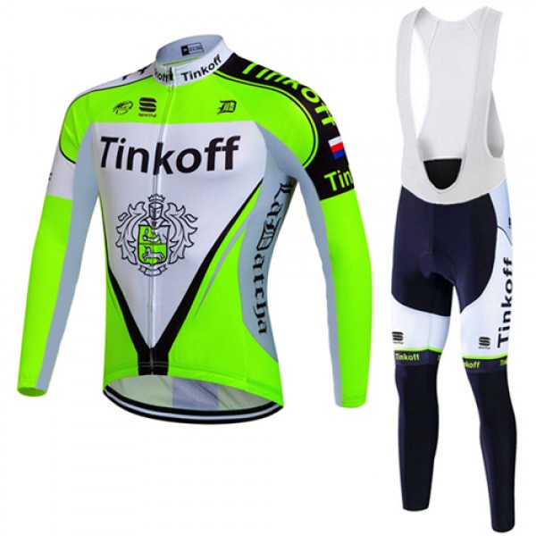 2017 Tinkoff Grün Fahrradbekleidung Satz Radtrikot Langarm+Lang Trägerhose 505FOTN