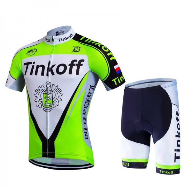 2017 Tinkoff Grün Fahrradbekleidung Satz Radtrikot Kurzarm+Kurz Radhose 858CPTH