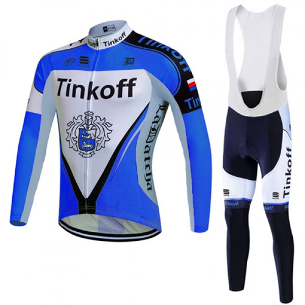 2017 Tinkoff Blau Fahrradbekleidung Satz Radtrikot Langarm+Lang Trägerhose 917JMIJ