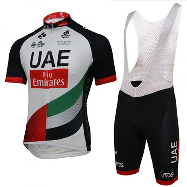 2017 Uae Abu Dhabi Fahrradbekleidung Satz Radtrikot Kurzarm+Kurz Trägerhose 596ZIKM